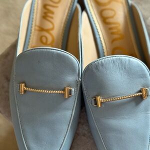 Sam Edelman Sky Blue Loafers with Gold Trim